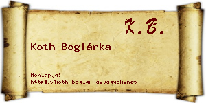Koth Boglárka névjegykártya